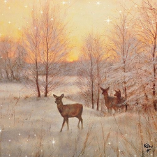 AMBIENTE Deer At Sunset papírszalvéta 33x33cm,20db-os konyhai eszköz