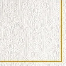 AMBIENTE Elegance Lea White/Gold dombornyomott papírszalvéta 33x33cm, 15db-os asztalterítő és szalvéta