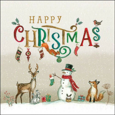 Ambiente Happy Christmas papírszalvéta 33x33cm, 20db-os papírárú, csomagoló és tárolóeszköz