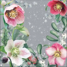 AMBIENTE Helleborus Orientalis Grey papírszalvéta 33x33cm, 20db-os konyhai eszköz