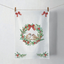AMBIENTE Karácsonyi konyharuha 50x70cm - Sparrows in wreath karácsonyi textilia