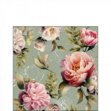 Ambiente Peonies composition green papírszalvéta 25x25cm, 20db-os papírárú, csomagoló és tárolóeszköz