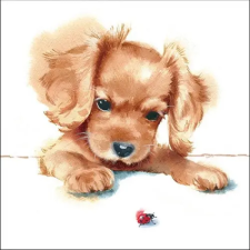 AMBIENTE Puppy &amp; Ladybird papírszalvéta 33x33cm,20db-os konyhai eszköz