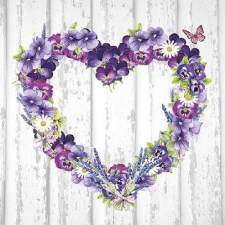 AMBIENTE Purple Hearts papírszalvéta 33x33cm, 20db-os konyhai eszköz