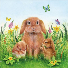 AMBIENTE Rabbit Family papírszalvéta 33x33cm, 20db-os konyhai eszköz