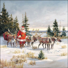  Ambiente Santa with his reindeers papírszalvéta 33x33cm, 20db-os papírárú, csomagoló és tárolóeszköz
