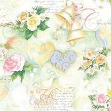 AMBIENTE Wedding Bells Green papírszalvéta 33x33cm,20db-os konyhai eszköz