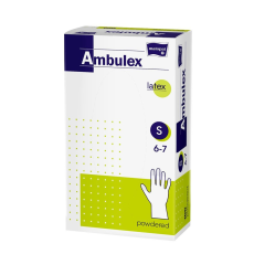 Ambulex eldobható latex fehér gumikesztyű 100db-os