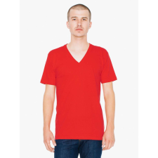 AMERICAN APPAREL AA2456 unisex V-nyakú pamut póló American Apparel, Red-L férfi póló