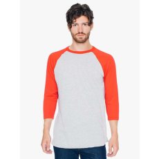 AMERICAN APPAREL AABB453 3/4 ujjú kétszínű unisex póló American Apparel, Heather Grey/Red-M