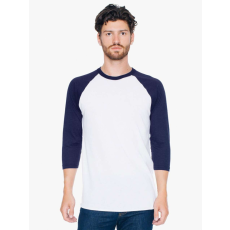 AMERICAN APPAREL AABB453 3/4 ujjú kétszínű unisex póló American Apparel, White/Navy-M