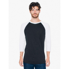 AMERICAN APPAREL AABB453 unisex 3/4 ujjú póló, Black/White R férfi póló
