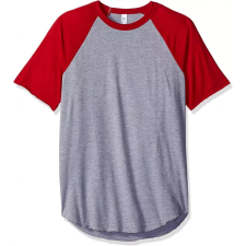 AMERICAN APPAREL AARSABB4237 kétszínű raglános rövid ujjú póló American Apparel, Heather Grey/Red-S férfi póló