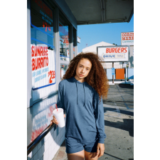 AMERICAN APPAREL AARSATR436 unisexhosszú ujjú kapucnis póló American Apparel, Athletic Blue-XL férfi póló