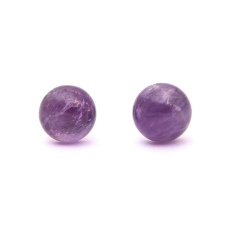 Ametiszt ásvány cabochon beszúrós fülbevaló, nemesacél, nikkelmentes, 8 mm, lila, kézműves ékszer szett