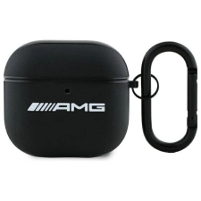 Amg Bőr Tok Airpods 4-Hoz Fekete-Fehér Logo fülhallgató, fejhallgató tok
