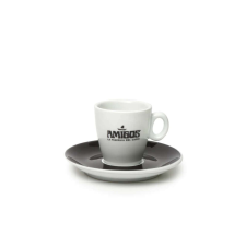  AMIGOS espresso csésze fekete logóval és fekete csészealjjal bögrék, csészék