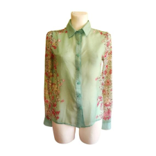  Amisu zöld virágmintás női blúz (méret: XS) blúz