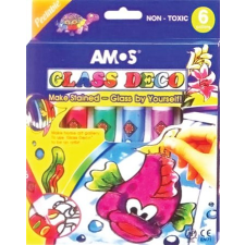 AMOS Üvegfóliafesték készlet, AMOS, 6 különböző szín kreatív és készségfejlesztő