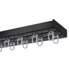 AMS AMS Műanyag mennyezeti függönysín szett (2 soros) akasztóval, fekete - 210 cm karnis, függönyrúd