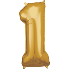 Amscan Europe GmbH Amscan felfújható fólia szám, arany, 88cm, 1 party kellék