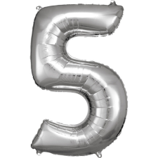 Amscan Europe GmbH Amscan felfújható fólia szám, ezüst, 86cm, 5 party kellék