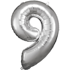 Amscan Europe GmbH Amscan felfújható fólia szám, ezüst, 86cm, 9 party kellék