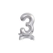 Amscan Europe GmbH Amscan felfújható fólia szám talppal, ezüst, 38cm, 3 party kellék