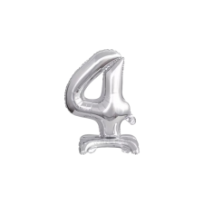 Amscan Europe GmbH Amscan felfújható fólia szám talppal, ezüst, 38cm, 4 party kellék