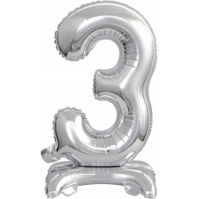 Amscan Felfújható Fólia Szám Talppal 9911726 - Ezüst, 38 cm, 3 (9911726) party kellék