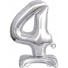 Amscan Felfújható Fólia Szám Talppal 9911727 - Ezüst, 38 cm, 4 (9911727) party kellék
