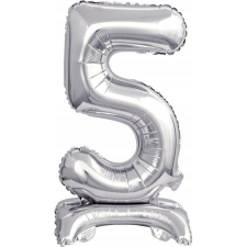 Amscan Felfújható Fólia Szám Talppal 9911728 - Ezüst, 38 cm, 5 (9911728) party kellék