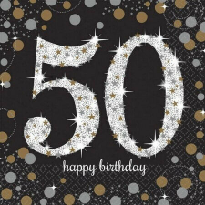 Amscan Happy Birthday 50 szalvéta man 16 db-os papírárú, csomagoló és tárolóeszköz