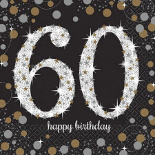 Amscan Happy Birthday 60 szalvéta man 16 db-os papírárú, csomagoló és tárolóeszköz