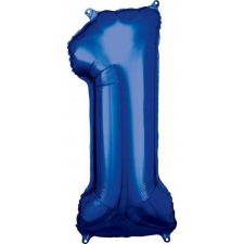 Amscan Óriás Szám Fólia Lufi - 1-es, 86x33 cm, Kék (9907276) party kellék