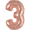 Amscan Rose Gold 3-as Szám Fólia Lufi 45 cm (9909691)