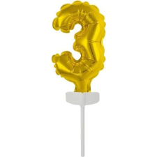 Amscan Szám Fólia Lufi Tortára - 13 cm, 3-as, Arany (615994) party kellék