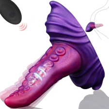 AnalTech Vibráló Tentákulum Dildó Szilikon 15 cm 10 mód barna műpénisz, dildó