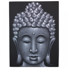 Ancient Buddha Festmény - Ezüst Homok grafika, keretezett kép