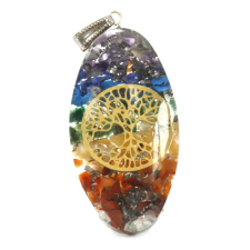 Ancient Orgonit Medál- 7 Chakra Kő Fával - Ovális medál