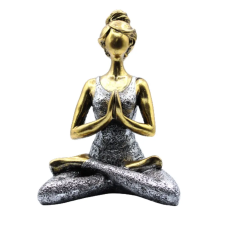 Ancient Yoga Lady Szobrocska - Bronz &amp; Ezüst 24cm dekoráció