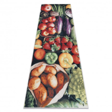 ANDRE 1711 mosható szőnyeg Gyümölcsök és zöldségek, konyhába csúszásgátló - zöld 80x200 cm lakástextília