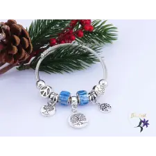  Andrea antiallergén pandora stilusú kék charm karkötő-rodium karkötő