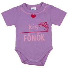 Andrea Kft. "Kis főnök" feliratos rövid ujjú baba body lila kombidressz, body