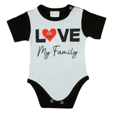 Andrea Kft. "Love my family" feliratos rövid ujjú baba body fekete kombidressz, body