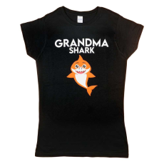 Andrea Kft. Rövid ujjú női póló cápás mintával "Grandma shark" felirattal