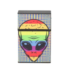 Angelo Műanyag cigaretta tárca 20 szál cigarettának - Szivárvány színű ufófej mintával cigaretta tárca