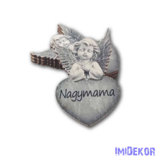 Angyal kőhatású szivecskén 5x7,5cm - Nagymama dekorációs kellék