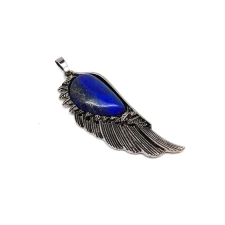  Angyalszárny medál fém Lapis lazuli 2x6cm medál