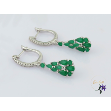  Aniccca antiallergén csüngős fülbevaló zöld kövekkel-rodium fülbevaló